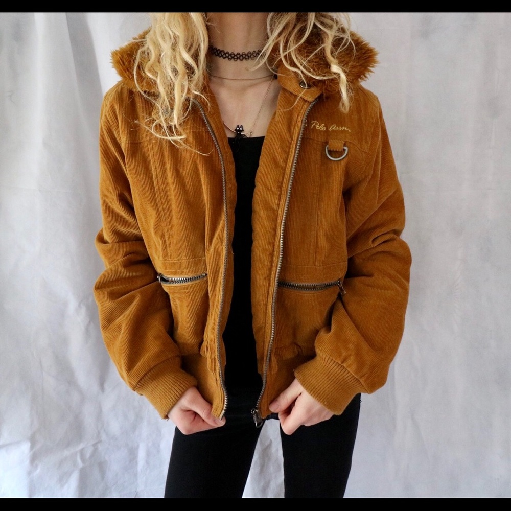 US Polo Assn Corduroy Crop Bomber Zip Jacket ! - Picture 3 of 7